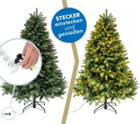 Evergreen Weihnachtsbaum Vermont Fichte – 180 cm, Inkl. 350 LEDs, Naturgetreuer Fichtenlook für leuchtende Festtage