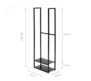 Westmann Kaminholzregal Porthos Schwarz 20x40x120 cm