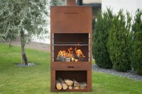Westmann Gartenkamin & Grill, Cortenstahl – Wetterfester Outdoor-Kaminofen in edler Rostoptik für gemütliche Abende
