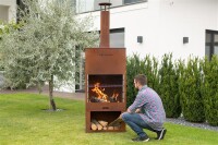 Westmann Gartenkamin & Grill, Cortenstahl – Wetterfester Outdoor-Kaminofen in edler Rostoptik für gemütliche Abende