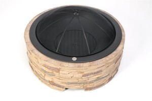 Westmann Feuerstelle Steinoptik mit Abfanggitter –...