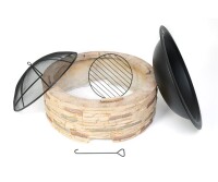 Westmann Feuerstelle Steinoptik mit Abfanggitter – Stilvoller Gartenofen für gemütliche Abende