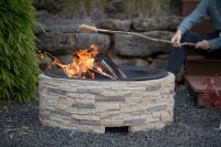 Westmann Feuerstelle Steinoptik mit Abfanggitter – Stilvoller Gartenofen für gemütliche Abende