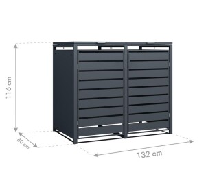 Westmann Mülltonnenbox 2er Kubus | 2x 240 L | Anthrazit, wetterfest, modern & platzsparend