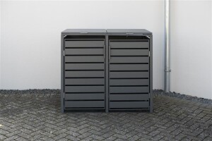 Westmann Mülltonnenbox 2er Kubus | 2x 240 L | Anthrazit, wetterfest, modern & platzsparend