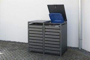 Westmann Mülltonnenbox 2er Kubus | 2x 240 L | Anthrazit, wetterfest, modern & platzsparend