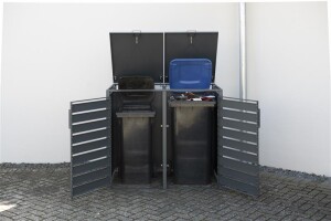 Westmann Mülltonnenbox 2er Kubus | 2x 240 L | Anthrazit, wetterfest, modern & platzsparend