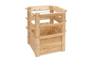 Westmann Hochbeet Premium L Lärchenholz 66x66x73 cm – Mit zusätzlichen Kulturflächen, Natur