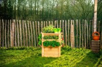 Westmann Hochbeet Premium L Lärchenholz 66x66x73 cm – Mit zusätzlichen Kulturflächen, Natur