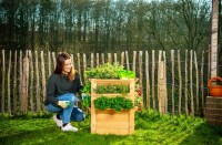 Westmann Hochbeet Premium L Lärchenholz 66x66x73 cm – Mit zusätzlichen Kulturflächen, Natur