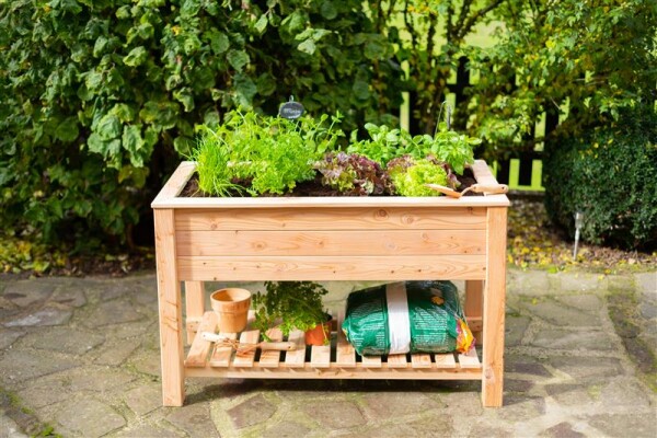 Westmann Hochbeet Emily Lärchenholz 120x65x75 cm – Mit Ablagefläche, Natur