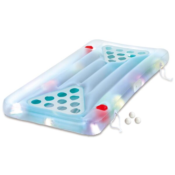 Summer Waves Luftmatratze Aqua Glow Bierpong inkl. LED-Funktion 160x84x19 cm – Wasserspielzeug & Partyspiel