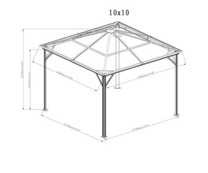 Pavillon Verona 10x10 mit Moskitonetz – Sojag Anthrazit, 298,3x298,3x261 cm