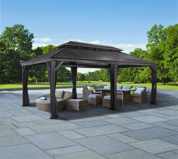 Sojag Pavillon Messina 1220 Anthrazit 363x598x307,1cm - Premium Aluminium Pavillon mit HardTop