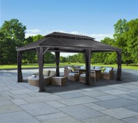 Sojag Pavillon Messina 1220 Anthrazit 363x598x307,1cm - Premium Aluminium Pavillon mit HardTop