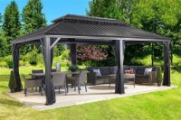 Sojag Pavillon Messina 1220 Anthrazit 363x598x307,1cm - Premium Aluminium Pavillon mit HardTop
