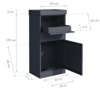 Westmann Paketbox Piet aus Stahl | 50x37x105 cm – Anthrazit, abschließbar & mit Pflanzkasten